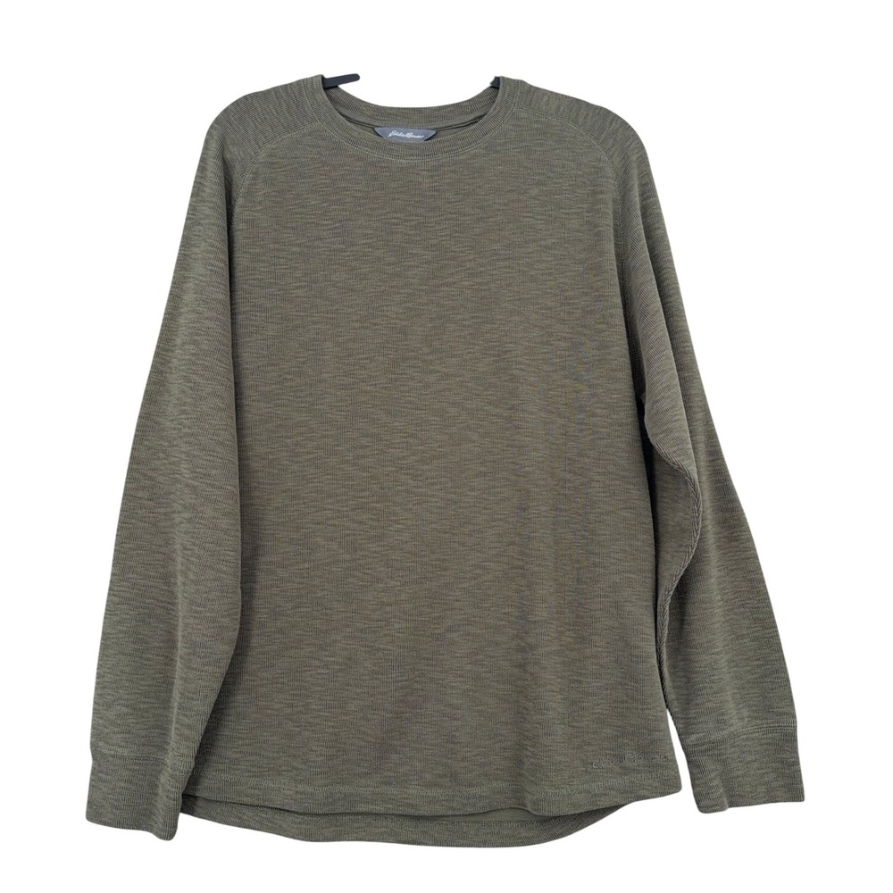 Eddie Bauer Pullover Mens‎ XL Cotton Blend Olive Green Long Sleeve Knit Shirt